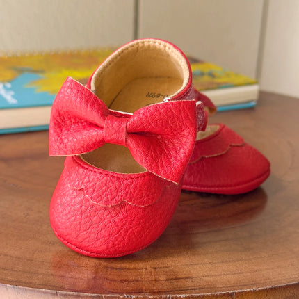 Baby Casual Shoes Infant Toddler Bowknot Non-slip Rubber Soft-Sole Flat PU First Walker Newborn Bow Decor Mary Janes