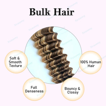 Deep Wave Bulk Human Hair For Braiding Hair For Boho Braids Human Hair Bundles 4 27 30 No Weft Knotless Remy Hair Extensions