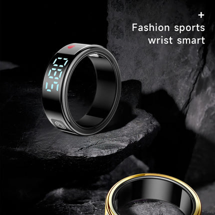 SR08 Display Screen Smart Ring Smart Touch Fitness Tracker Stainless Steel 5ATM IP68 Waterproof Intelligent Ring For Men Women