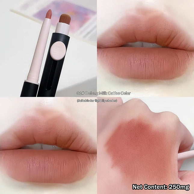 1Pc 3 Essential Colors Triple-Ended Waterproof Matte Lip Liner Pencil with Brush - Long-Lasting Non-Stick Natural Lip Makeup