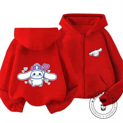 Fashion Casual 2026 Cinnamoroll Zipper Hooded Sweatshirt 3-14Y Boys Girls Autumn Winter Cute Kawaii Cartoon Street Hot Outdoor
