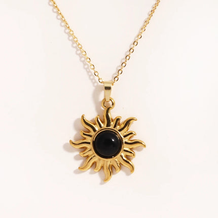 316L Stainless Steel Golden Fashion Sun Pendant Necklace For Women Girl 2025 New Concise Solar Neck Chain Jewelry Gift