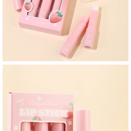 Dragon Ranee  3-Piece Set Thermochromic Moisturizing Lip Balm Hydrating Color-Changing Fruit Strawberry Colorless Pink Lipstick