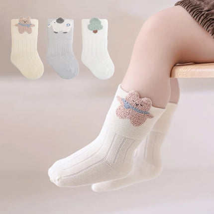 3Pairs/lot Newborn Baby Boy Girl Kids Socks Cartoon Striped Children's Sock Soft Autumn Winter Infant Toddler Socks For Girls