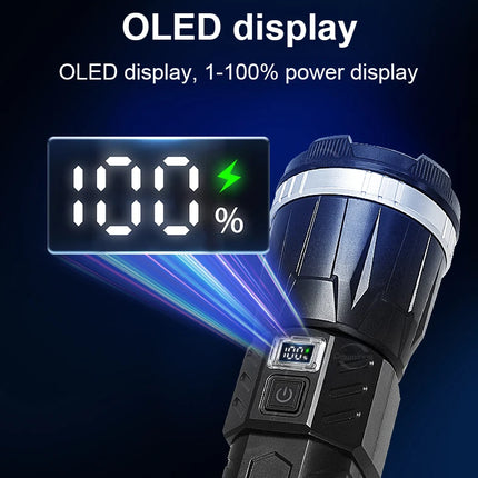 780000000LM Super Powerful Flashlight Rechargeable LED Tactical Torch  Ultra Bright Long Range 6000M Lantern Outdoor With Stand