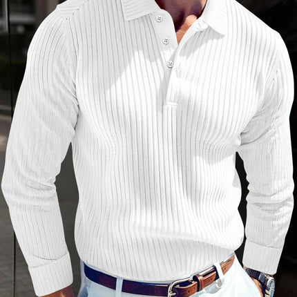 Spring New Light Luxury Light Business Mature Casual Men Sports Retro Style Striped Fashion Men Outdoor Long Sleeve POLO Shirt