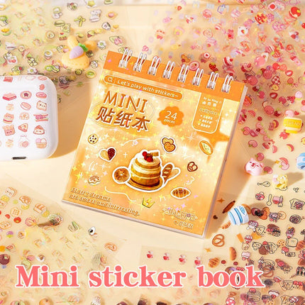 Cartoon Mini Sticker Book Tiny Pet Food Stickers Book Children Girls Nail Sticker Decor DIY Notebook Scrapbook Planner Decals