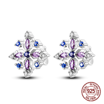 925 Sterling Silver Purple Series Feather Butterfly Dream Catcher Firefly Zircon Earrings for Women Luxury Jewelry Wedding Gift