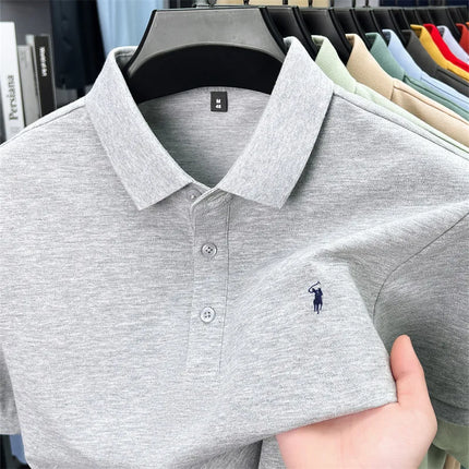 new style High end luxury brand fashion short sleeved high-end printed polo shirt summer new men's lapel T-shirt men's clothing