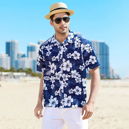 Fashion Mens Hawaiian Shirt Male Casual Colorful Printed Beach Aloha Shirts Short Sleeve Plus Size 5XL Camisa Hawaiana Hombre