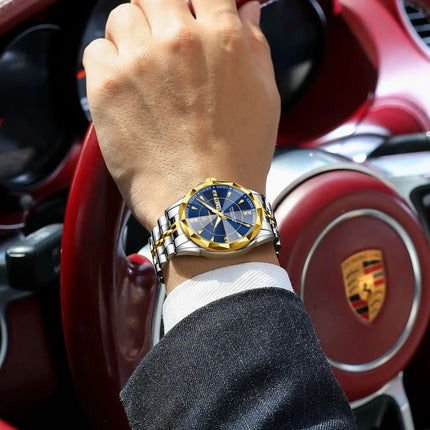 POEDAGAR Luxury Man Clock Business Waterproof Luminous Date Week Watches For Men Quartz Stainless Steel Fashion Men's Wristwatch