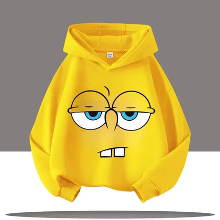 New Cute Cartoon SpongeBob SquarePants Autumn and Winter Fashion Cute Boys and Girls Daily Outing Warm Children's Hoodies
