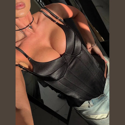 Sexy Double Layered Shoulder Straps Women Vest Elegant Backless Sleeveless Lace Up Female Top 2026 Spring Summer Lady Crop Tops