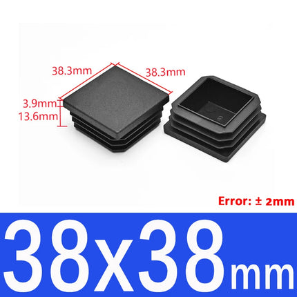 Black Plastic Square Oblong Pipe Plug 13x13mm~100x100mm Insert Table Chair Furniture Foot Cover Anti Slip Blanking End Cap