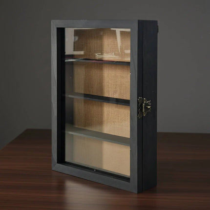 Collectible Figure Display Case Dustproof Wall Mounted Display Case Wooden Collectible Shelf Multifunctional Home Decor