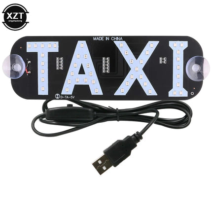 12V LED Car Taxi Indicator Windshield Lamp Taxi  Light License Plate Lamp Energy-saving Long-life Lamp USB Cable with Switch