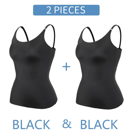 Women Sexy Shapewear Top Tummy Control Smooth Body Shaper Camisole Tank Top Slimming Belly Compression Vest 2PCS 2025 Summer