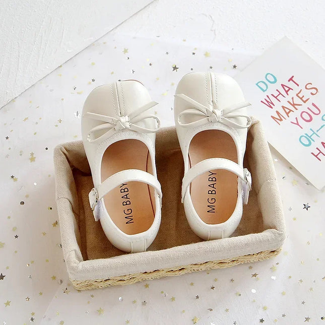 Fashion Mary Janes Shoes For Baby Butterfly Girls Flats Soft Singe Shoes For Kids Girls PU Leather Shoes