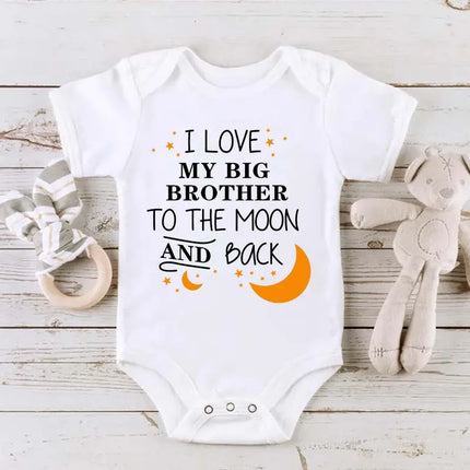 "I LOVE MY BIG BROTHER TO THE MOON AND BACK" Letter Printed Baby Rompers Newborn Bodysuit Clothes