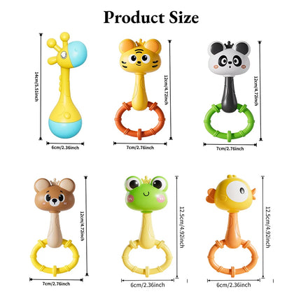 Baby Rattle Infant Developmental Hand Grip Baby Montessori Puzzle Toys Cute Animal Music Sound for Newborn Teether Gift