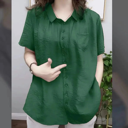Plus Size Loose Sportswear Women's Shirt Summer New Style Base Layer Top Korean Style Commute Linen Fabric Regular Fit