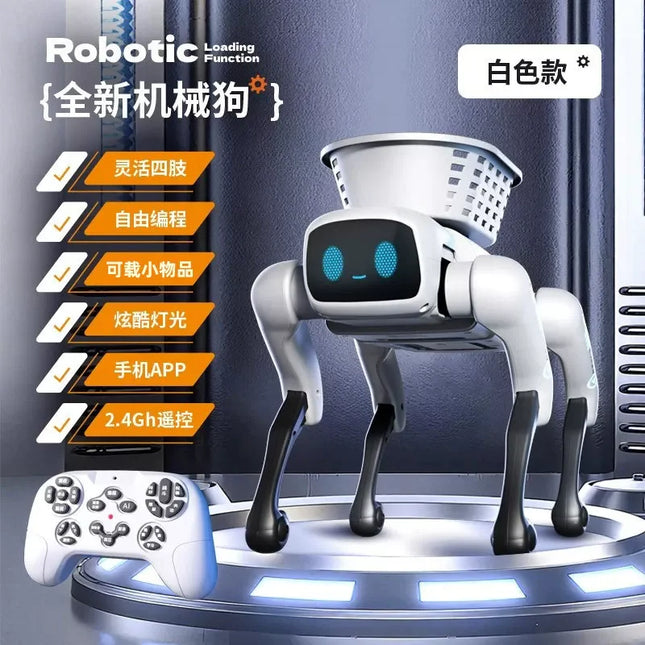 Leo 2026 New Ai Smart Remote Control Robot Dog Programmable With Loading Basket Light And Sound Effects For Boys Birthday Gift