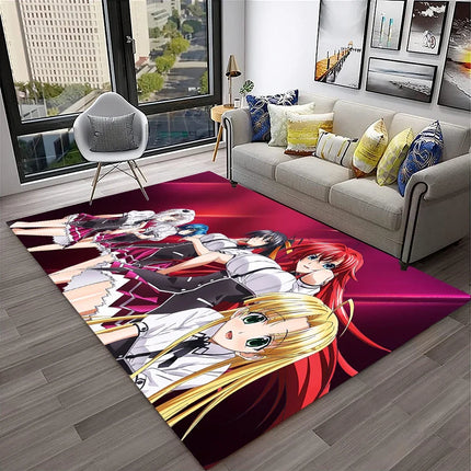 High School DxD Sexy Girl Cartoon 3D Carpet Rug for Home Living Room Bedroom Sofa Doormat Decor, Kids Area Rug Non-slip Floor Mat