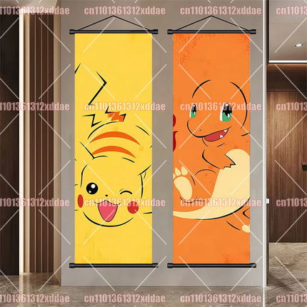 Pokémon Anime Theme Poster Scroll Painting Eevee Squirtle Charmander Pikachu Bulbasaur Photography Background Wall Friend Gift
