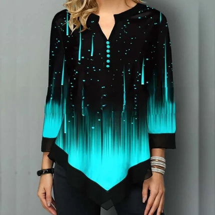 Women's Shirt Spring Summer Blouse 3/4 Sleeve Casual Printing Female Fashion Shirt Tees Tops Plus Size 5XL Street Shirt