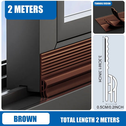 2/4M Self Adhesive Window Door Seal Strip Windproof Soundproof Dustproof for Sliding Glass Doors Windows Insulation Easy Install