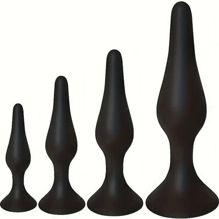 4pcs Silicone Anal Training Set - Soft, Non-Woven Fabric Perfect for Beginners & Advanced Players, Anal Butt Plugs for Men Women
