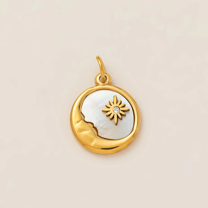 1Pc Stainless Steel Star Sun Moon Series DIY Pendant, Plated with 18K Gold for Color Preserving, Women's Jewelry Gift