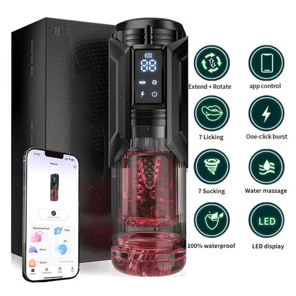 APP LED Automatic Male Masturbator Cup 7 Sucking Rotating Licking Thusting Modes Pocket Pussy Stroker Blowjob Sex Toys For Men