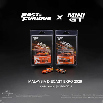 Mini Gt 1:64 Fast & Furious Movie Rx-7 Supra Replica Malaysia Diecast Expo Limited Edition Collectible Diecast Car Model Toy Kid