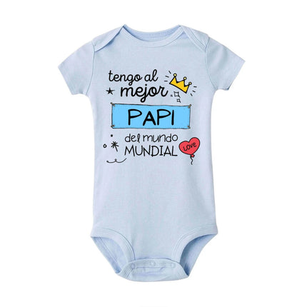 I Have The Best Mom & Dad in The World Spanish Printed Baby Jumpsuit Infant Short Sleeve Romper Funny Newborn Unisex Bodysuit
