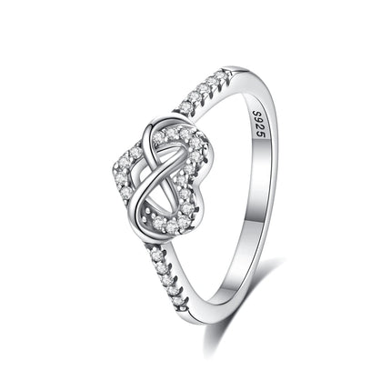 Original 925 Sterling Silver Ring Love Heart Pave CZ Crystal Stackable Rings For Women Wedding Engagement Birthday Gift Jewelry