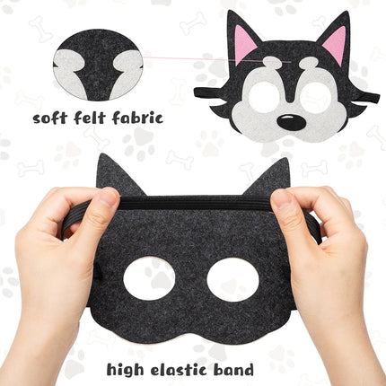 12Pcs Mask Cat Felt  Set Cartoon Puppy Toy Mask Dress up Party Favors for Theme Party Birthday Cosplay Animal Theme Masquerade