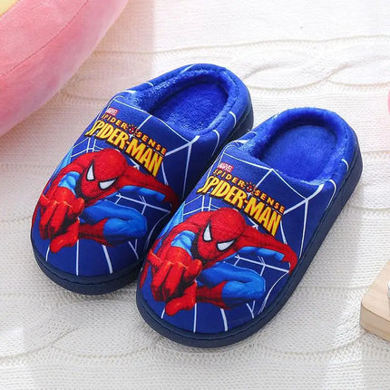 Cartoon Pattern Boys Spider Man Cotton Shoes Indoor Slippers Autumn Winter Warm Home Wear Children's Cottonslippers Anti-slip