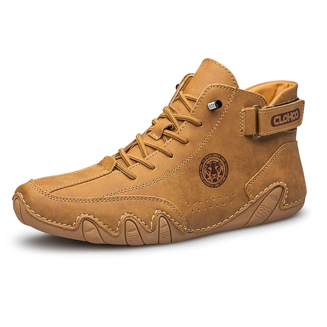 CLOHOO Hand-Sewn Octopus Design Men's Short Boots High-Top Leather Riding Boots Stylish Men's Footwear