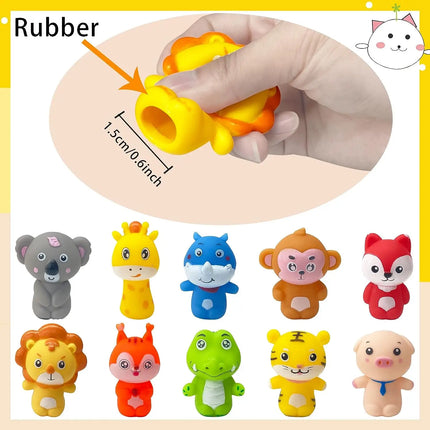10pcs Small Animal Finger Doll Baby Toys Soft Rubber Hand Puppet Finger Dolls Toy Newborn Interactive Educational Toys Children