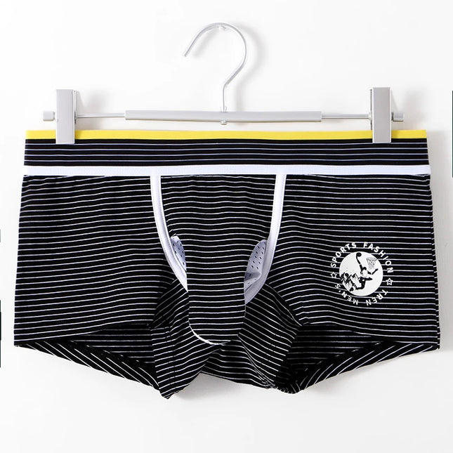 Men's Elephant Pouch Underwear Bulge Sexy Boxer Shorts Cotton Panties Striped Penis Bag Hot Men Lingeries Scrotum Separation