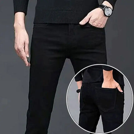 Denim Winter Velvet Thickened Slim-fitting Small Feet Elastic Casual Warm Men's Pants Cotton Trousers Jeans for Men Streetwear