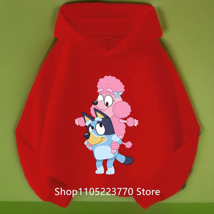 2025 Toddler Bluey Hoodie Rib Cuffs Winter Cartoon Anime Print Cozy Sweatshirt Boys Girls