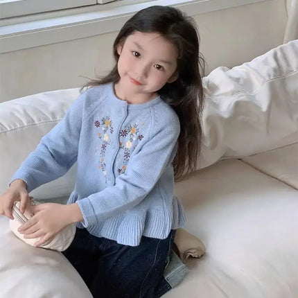 Girls' Cardigans, Sweaters, Spring and Autumn Clothing, Baby Girls' Fashionable Spring Clothing, Korean Trendy Outerwear