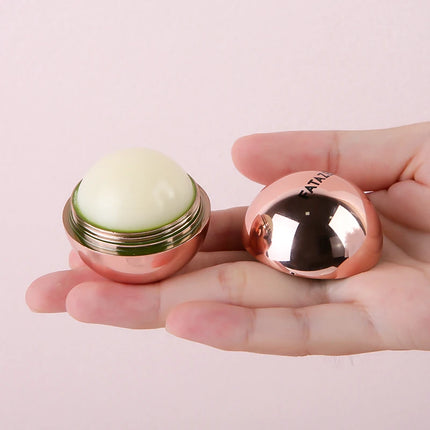 Vegan Organic Moisturizing Round Rose Golden Lip Balm Ball Natural Lip Balm Fade Lip Lines