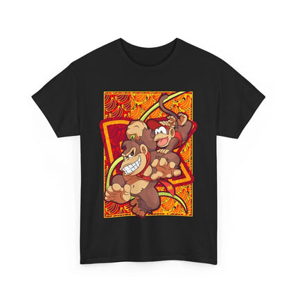 Donkey Kong Pattern T-shirt for Men and Women in Summer, Made of Pure Cotton, Comfortable, Loose and Fashionable Round Neck Top