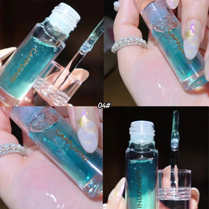 Cappuvini Ice Stick Shape Lip Oil Balm Transparent Texture Moisturizing Hydrating Luminous Lips Long-Lasting Moisture,