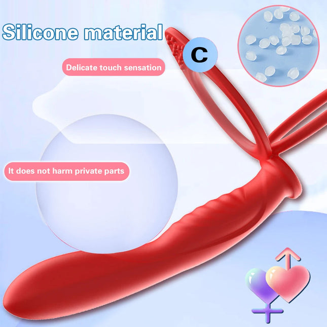 Double Penetration Vibrator, Penis Strapon Dildo, Strap-On Penis, Anal Plug for Men, Adult Sex Toys for Beginners