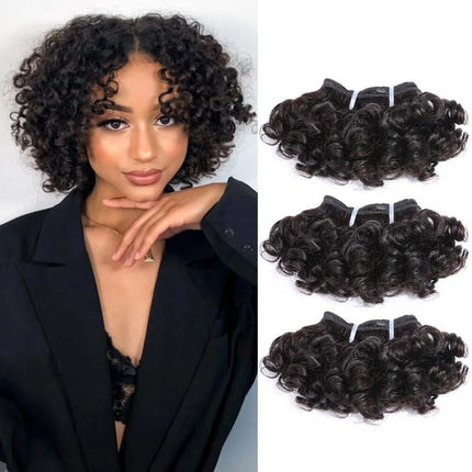 Code Calla Bouncy Curly Hair Bundles Double Draw Indian 6inch Short Cut Remy Human Hair Extensions Natural Black Brown Color