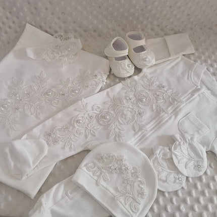 Baby Girl Boy Princess Prince Hospital Exit Newborn Bling Outfits Baby Bottles Gift Set Baby Shower Gift 5pcs Crown Romper